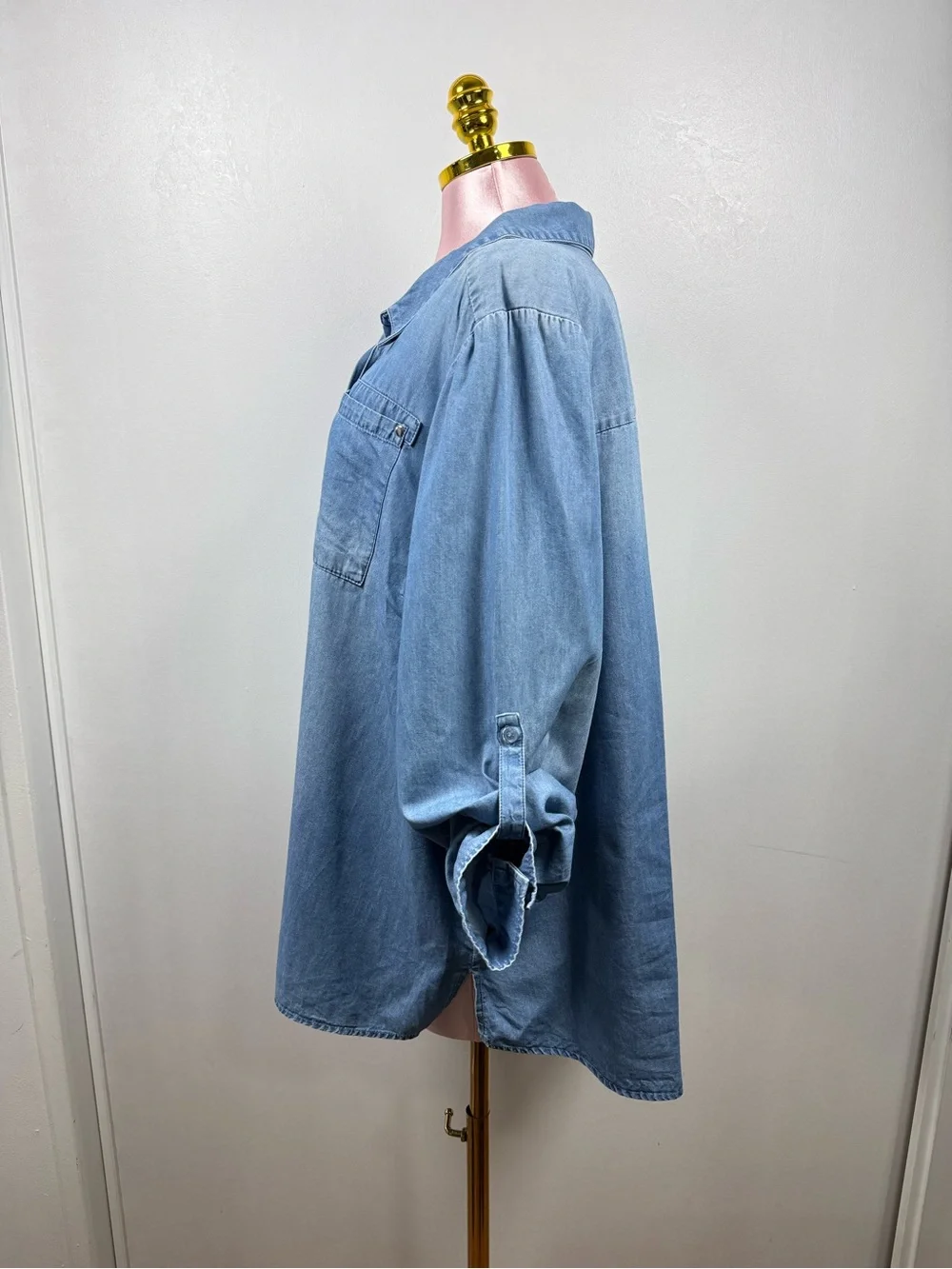 Lane Bryant Chambray Tunic Top Plus Size 22/24 Blue Soft Lyocell Cotton - Picture 6 of 10